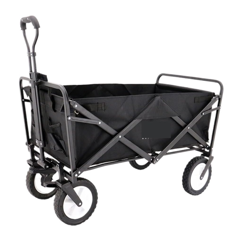 Fgjsfhrdtu Black Four-Wheel Folding Supermarket Cart, Fishing Gear Transport Trolley(Black)