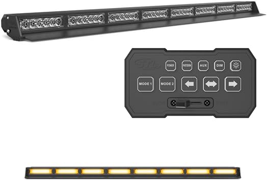 SpeedTech Lights Striker-8 48 LED 144W Dash Deck Traffic Advisor Light Bar for Police, Tow, Construction, Plows & Emergency Vehicles. Windshield Mount Warning Light Amber/Amber