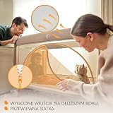 LIONELO LAURA Łóżeczko Turystyczne 2w1 do 15 Kg Kojec dziecięcy od 0 do 36 miesięcy Boczne Wejście Piankowy Materac T25, 2 Poziomy Wysokości, Torba Podróżna, Koła z Hamulcem