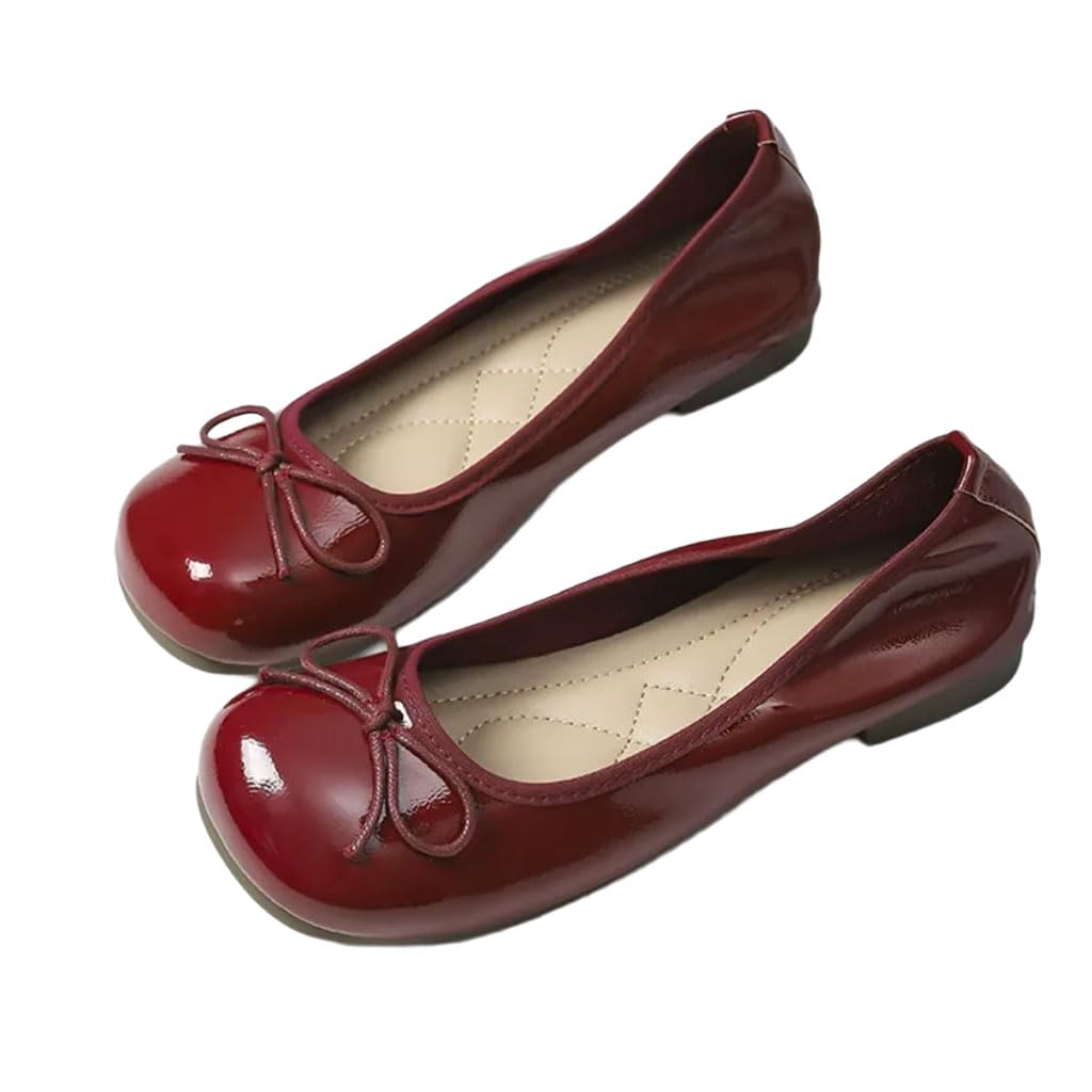 Ballerine da Donna Scarpe comode in Vernice, Classiche Slippers Piatte da Donna con Fiocco, Eleganti Ballerine per Tutti i Giorni, Ufficio e Cerimonie, Antiscivolo e Traspiranti