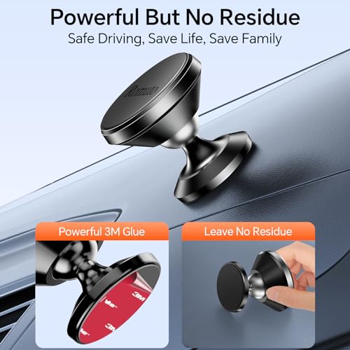 ? 2-Pack ? Magnetic Phone Holder for car Dashboard [ Strong Magnet ] [ 4 Metal Plate ] iPhone Magnetic Phone Mount for car, [ 360° Rotation ] Universal Dash Car Mount Fits All Cell Phone