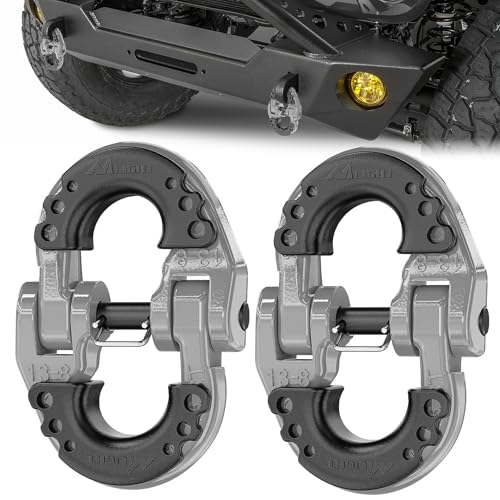 Nilight Safety Chain Connector Link 1/2In Tow Hitch Hammerlock Coupling Link 2 Pcs Forged Steel Tow Chain Connector for Chain Link/Recovery Rope Link/Shackle 12000 lbs Load Limit Grey