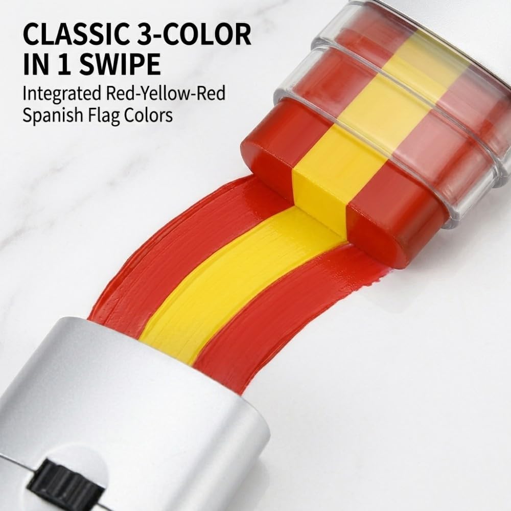 2x Crayons Maquillage Drapeau Espagne, Rouge-Jaune-Rouge pour Football Euro Monde 2026, Idéal Carnaval, Halloween, Marche des Fiertés & Festivals de Couleurs, Peinture Visage Facile