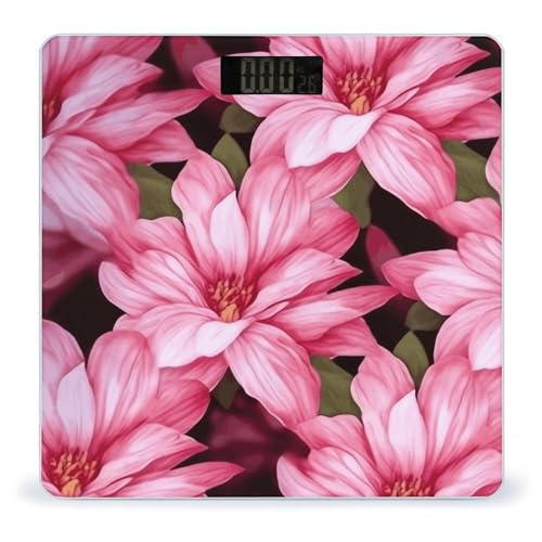 Báscula digital para baño con diseño floral y cinta métrica miniatura 1