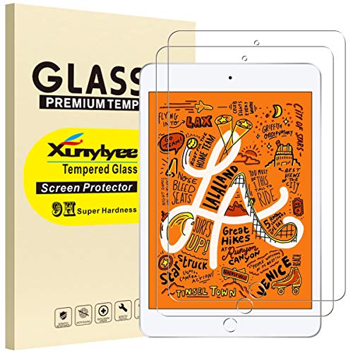 XunyLyee 2-Pack, Screen Protector Compatible with iPad Mini 5 and iPad Mini 4th Generation Easy Installation Tempered Glass