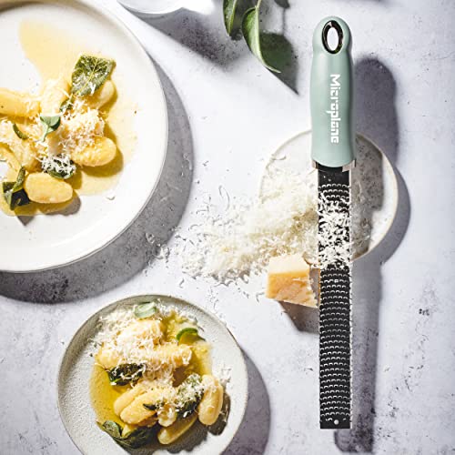Image of Microplane Premium Classic Zester - Eucalyptus Green | Lemon Zester tool, Hard Cheese & Vegetable Grater | For Citrus, Parmesan Cheese, Garlic, Ginger, Nutmeg | Fine Stainless Steel Blade, Made in USA