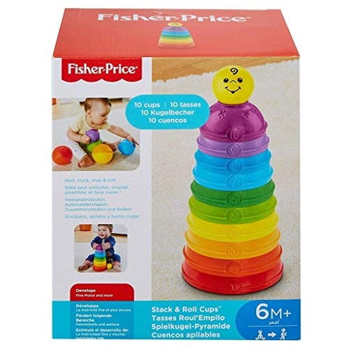 Fisher-Price Brinquedo para Bebês Potinhos Empilhar & Rolar para crianças a partir de 6 me...