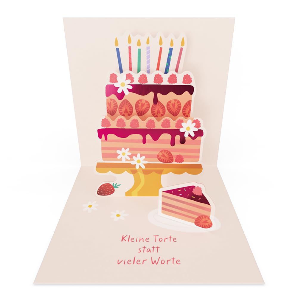 Grafik-Werkstatt Pretty Pop-Up Mini Card | Three-Dimensional | Birthday | Small Cake