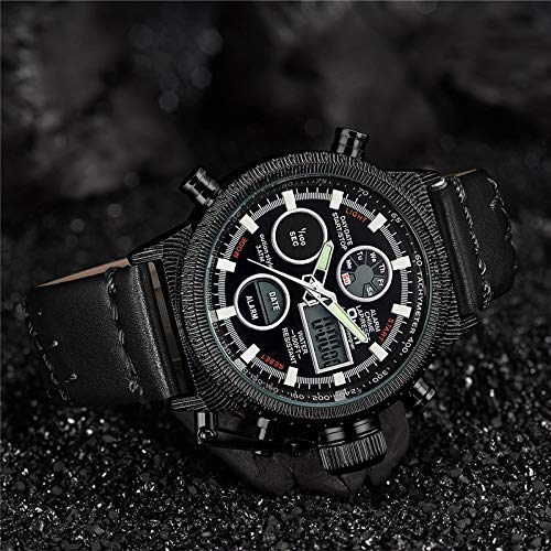 Yuxahiugnsssb heren horloges Echt leer Sport Watches High Precision Quartz waterdicht horloge Mannen multifunctionele quartz horloge (Color : 6) - Afbeelding 4