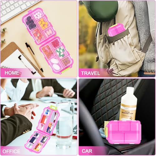 Image of Large Travel Pill Organizer, 10 Compartments Small Portable Pill Case with 189 Medicine Labels, Compact Medicine Storage Box for Purse, Pocket, Airplane, Travel, Nurse Daily Use 3 Pack