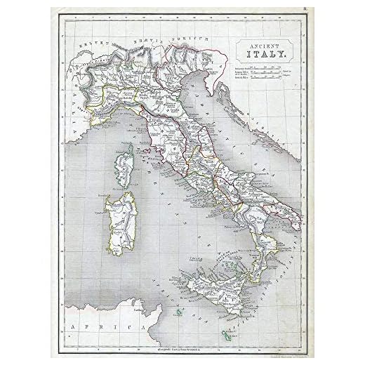 1845 CHAMBERS MAP ANCIENT ITALY ITALYANCIENT CHAMBERS 1845 POSTER PRINT 12x16 inch 30x40cm 2888PY