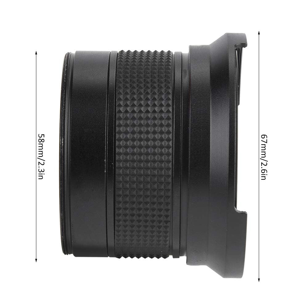 Obiettivo Grandangolare da 58 Mm 0,35X per Fotocamera Reflex DSLR Nero, Obiettivo Fisheye Compatibile con Obiettivi da 58 Mm, Obiettivo Fisheye da 58 Mm per la Maggior Parte delle Fotocamere Reflex e