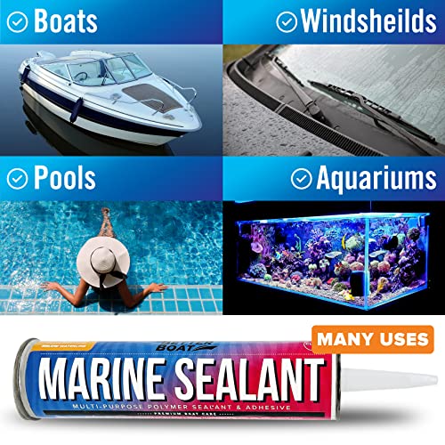 Image of Marine Sealant and Adhesive, Waterproof Marine Grade Caulk, High Temp | Water Sealant for Boat, Auto, RV, Without Silicone, 1 Tube, Clear, 10 oz