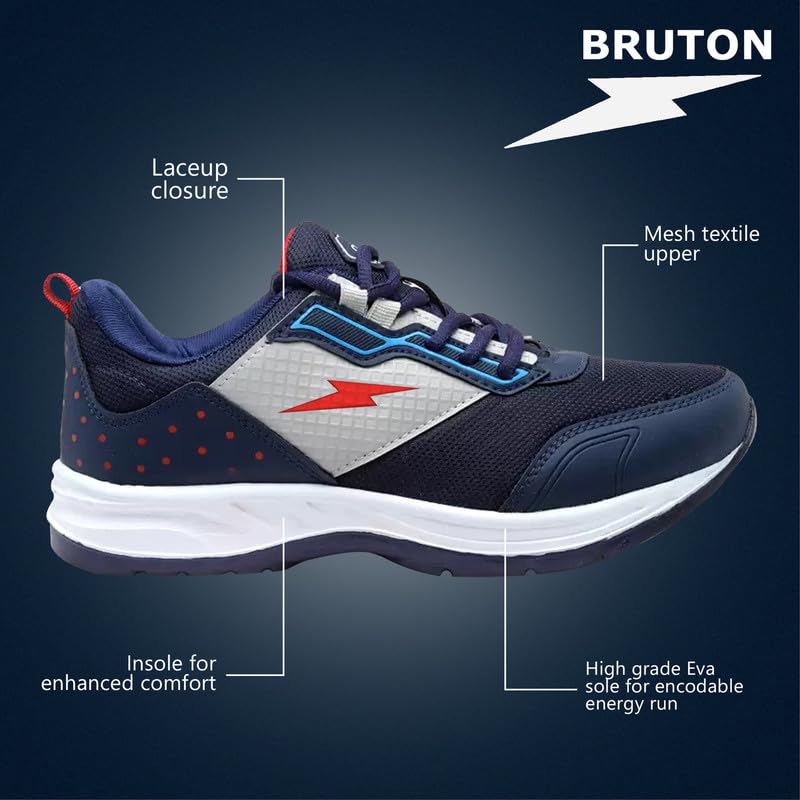 Image of BRUTON Men's 971 Blue Synthetic Leather with EVA Sole Sports Shoes -8 UK