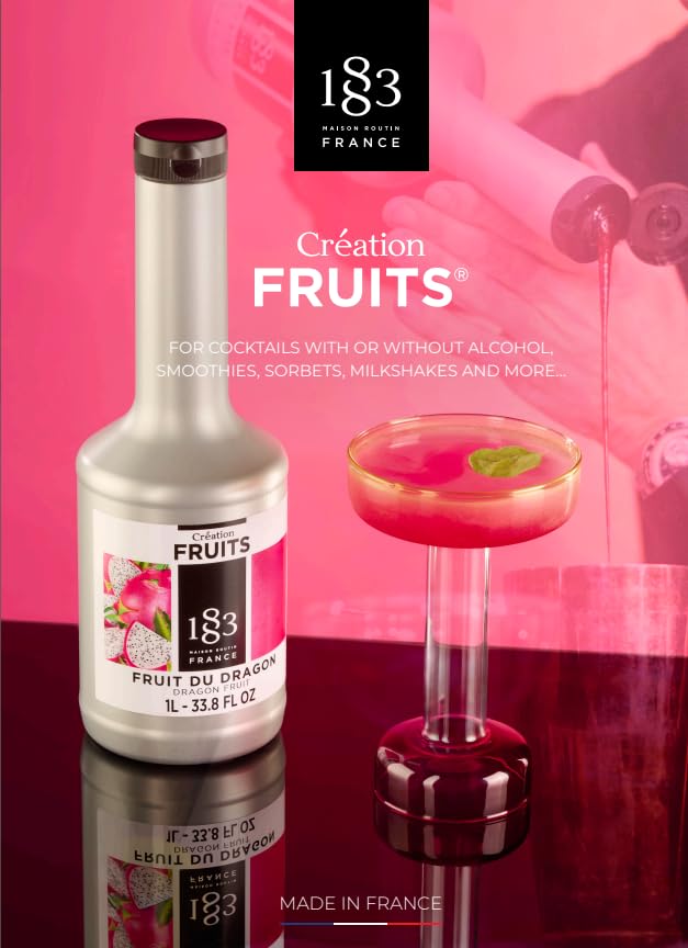 Image of 1883 Dragon Fruit Puree - Premium French Fruit Puree for Cocktails, Smoothies, Desserts & More - Vibrant Exotic Flavor - 1 Liter Bottle