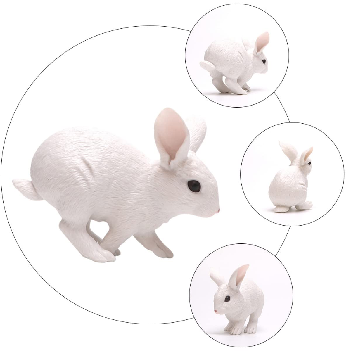 Cabilock 6 Stück Weißes Kaninchen Ornament Modell Fisch Aufkleber Häschen Miniaturfiguren Solar Süßes Faultier Plüsch Katze Originelle Leuchtende Tiere Zoo Puppe