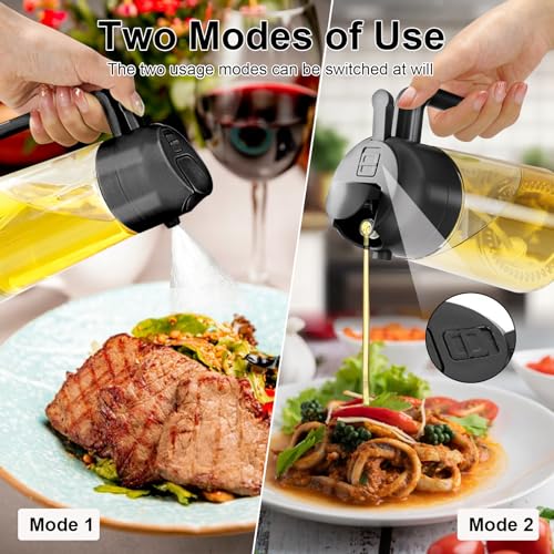 Image of Oil Dispenser Bottle for Kitchen,2 in 1 Oil Dispenser and Oil Sprayer,450ml Olive Oil Dispenser Bottle,with Comfortable Handle Design for Barbecue, Air Frying Pan, Oven and Steak Frying