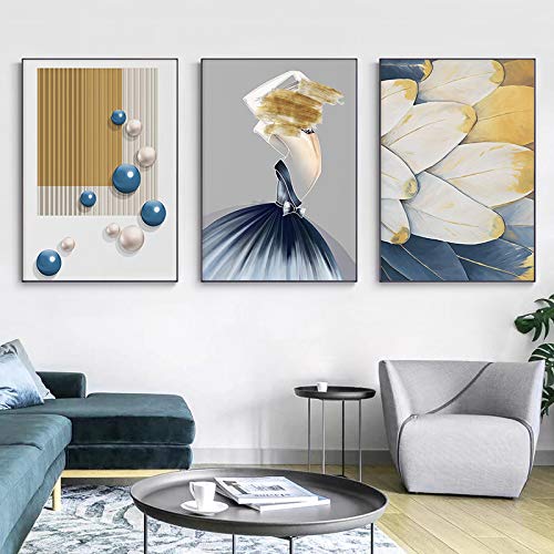 Pintura pasillo y sala de estar tríptico de cuadros abstractos dorados modernos sin bastidor