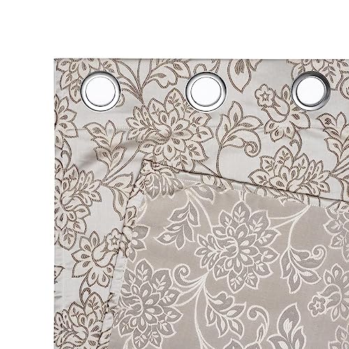 Image of Wakefit Curtains 5 feet Long Set of 2, Window Curtains, Window Curtains 5 feet, Jacquard Curtains, Polyester Curtains (Squash - Floral Light Brown)