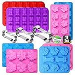 RUGVOMWM Dog Treat Molds Silicone,Dog Paw and Bone Silicone Molds,Non-Stick Food Grade Silicone Moldsfor Chocolate,Candy,Jelly,Dog Treats - Set of 11
