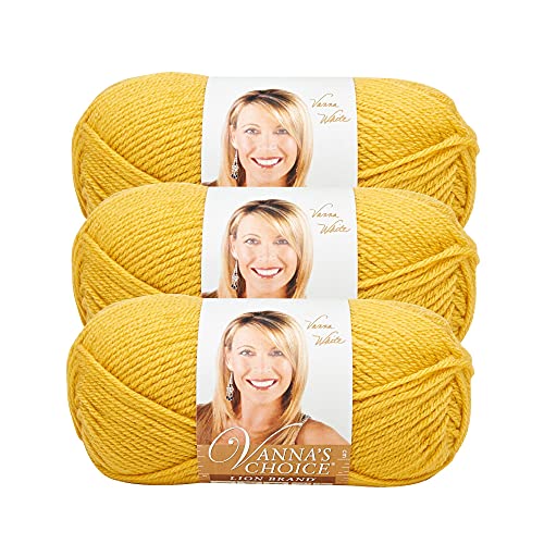 Image of Lion Brand Yarn, Vanna's Choice Crochet Yarn, Mustard, Yellow, 3 Pack