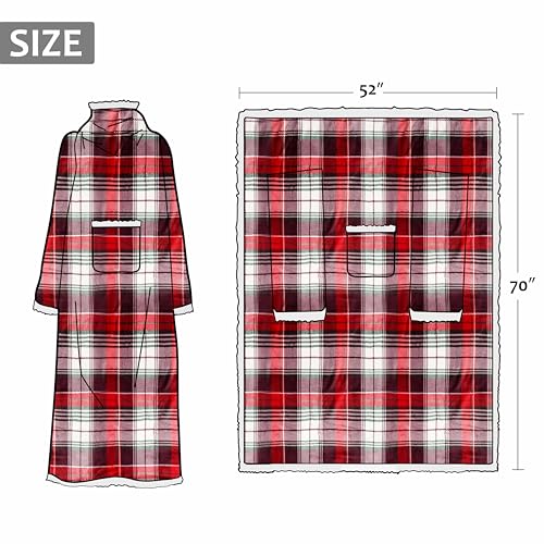 Image of Catalonia Sherpa Wearable Blanket with Sleeves and Pocket for Adults