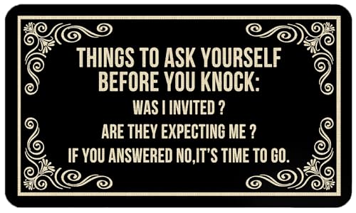 WARDOS Funny Door Mat Think to Ask Yourself Before You Knock Doormat for Front Door Indoor Outdoor Entrance Porch Humorous Sarcastic Welcome Mat Outside Funny Bath Mats 17x30 Inches