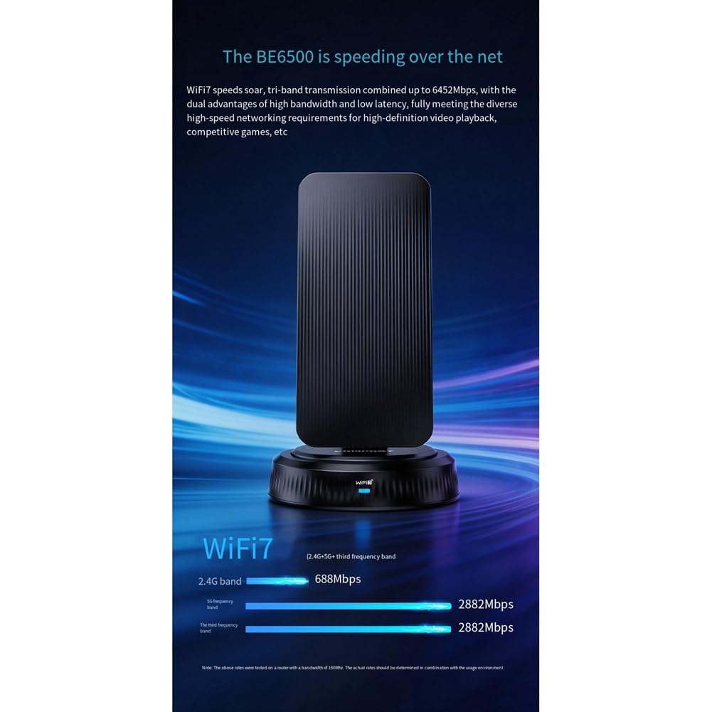 Carte Réseau sans Fil BE6500M WiFi 7 sans Pilote 6452 Mbps Tri-Bande Directionnelle Longue Portée Type-C vers USB 3.0