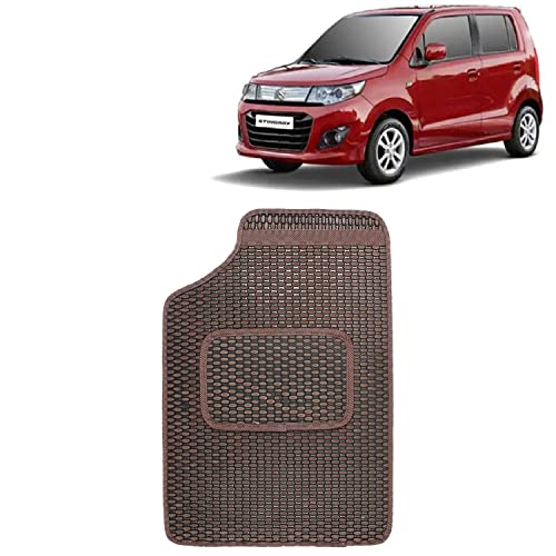 Image of Kingsway Dotted Design Car Floor Foot Mats Universal Fit for Maruti Suzuki Wagon R Stingray, Model Year : 2014-2018, Water and Dustproof, Color Brown, Set of 5 Pieces