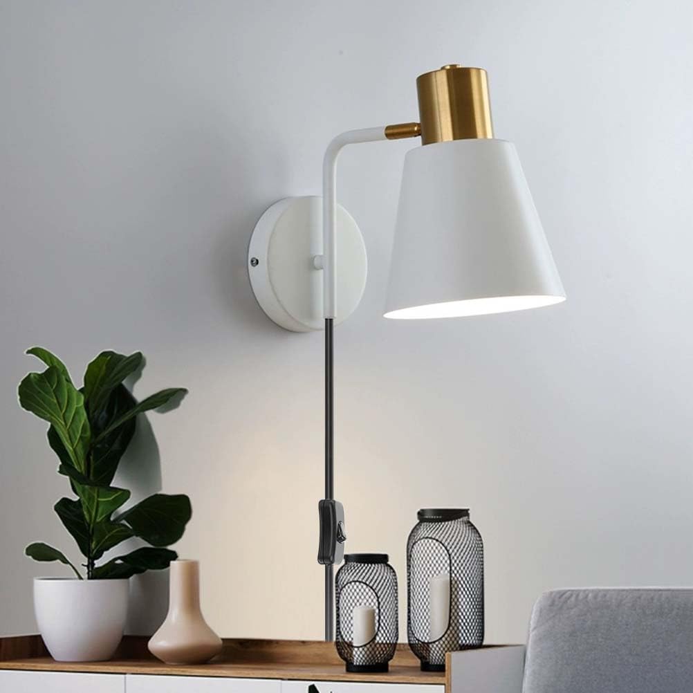 Kinkiet E27 w stylu vintage z przełącznikiem i wtyczką Kinkiet wewnętrzny Regulowana czarna lampa nocna w stylu industrialnym w stylu retro z kablem Lampka ścienna do czytania w sypialni, salonie, hot