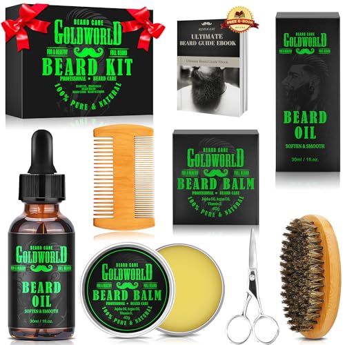 Beard Kit Beard Grooming Kit w/Beard Oil Balm Brush Comb Scissor e-Book Christmas Stocking...