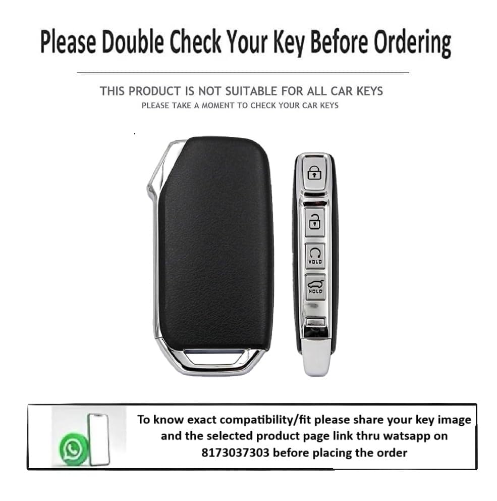 Image of JVCV Soft TPU Key Cover Compatible with Kia Seltos 2023 Facelift HTX Carens X Line Sonet Facelift Clavis EV 3 /4 Button Smart Key | Shockproof Case (Matte Black)