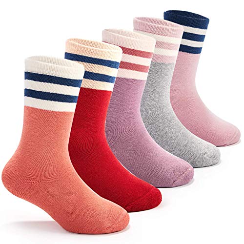 Big Girls Warm Cotton Socks Kids Winter Thick Crew Socks Thermal Cozy Socks for Girls 6 Pack 10-12 Years