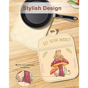 Swooflia 100% Cotton Pot Holders 2 Pack Set for Kitchen with Pockets - Cute 440°F Heat Resistant Oven Hot Pads Heavy Duty for Countertop Home Cooking Baking Microwave BBQ Farmhouse Frog Swooflia 100 Cotton Pot Holders 2 Pack Set for Kitchen with Pockets Cute 440F Heat Resistant Oven Hot Pads Heavy Duty for Countertop Home Cooking Baking Microwave BBQ Farmhouse Frog