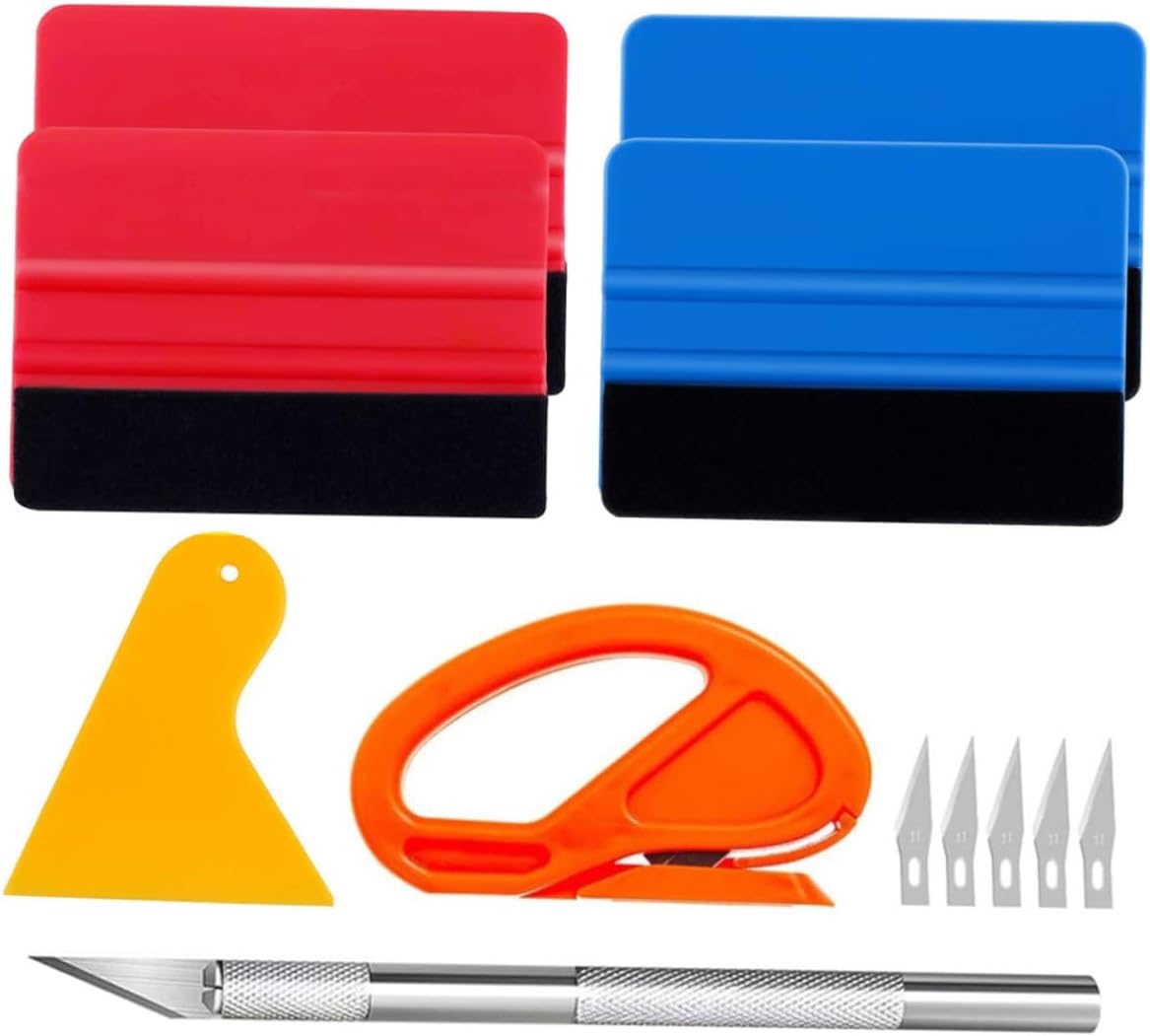 Car Window Tint Tool Kit Vinyl Wrap Applicator Set for Easy Film Installation Includes Squeegee Cutter and Blades for Smooth Application
