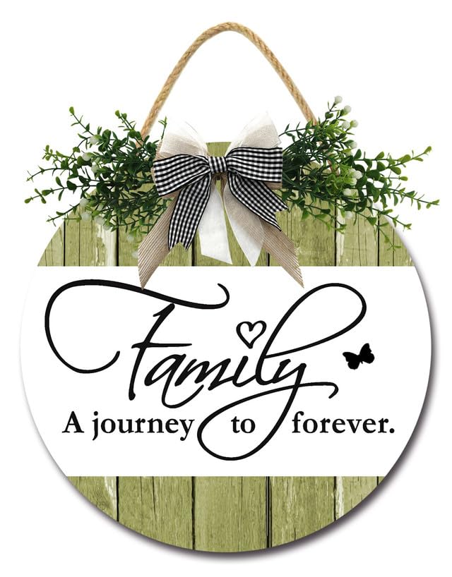 Letrero familiar con texto en inglés "Family A Journey To Forever" para puerta delantera, porche, granja, rústico, de madera, decoración de pared, arte para decoración del hogar, sala de estar