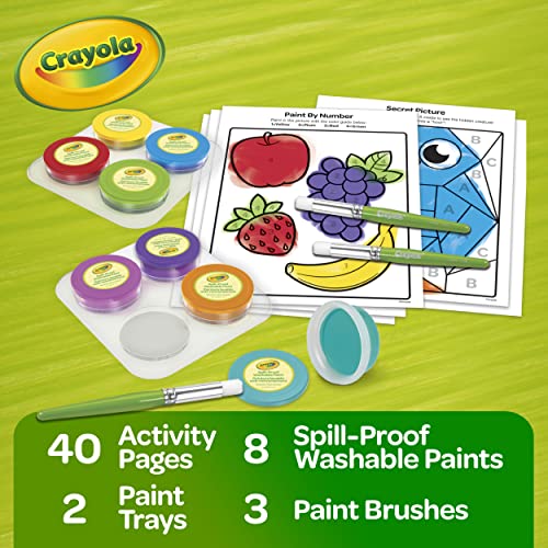 Crayola 811518 Spill Proof Paint Set (8Ct), Washable Toddler Paint Kit, With Activity Pages, Kids Paint Brushes thumb #1