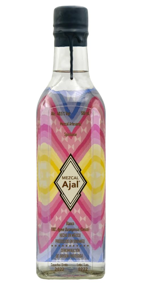 Mezcal Ajal | 100% Cenizo Agave | IWSC Gold prämiert - Artesanal - Handgefertigt in Durango, Mexiko | Leicht rauchig und mild, Perfekt für Cocktails oder zum puren Genuss | 40.5%