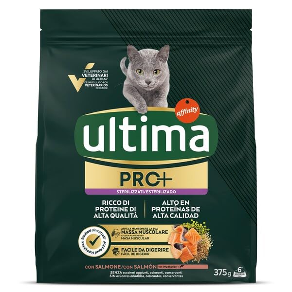 Alimento para Gatos esterilizados con salmón Ultima Pro+ Bolsa 375 g