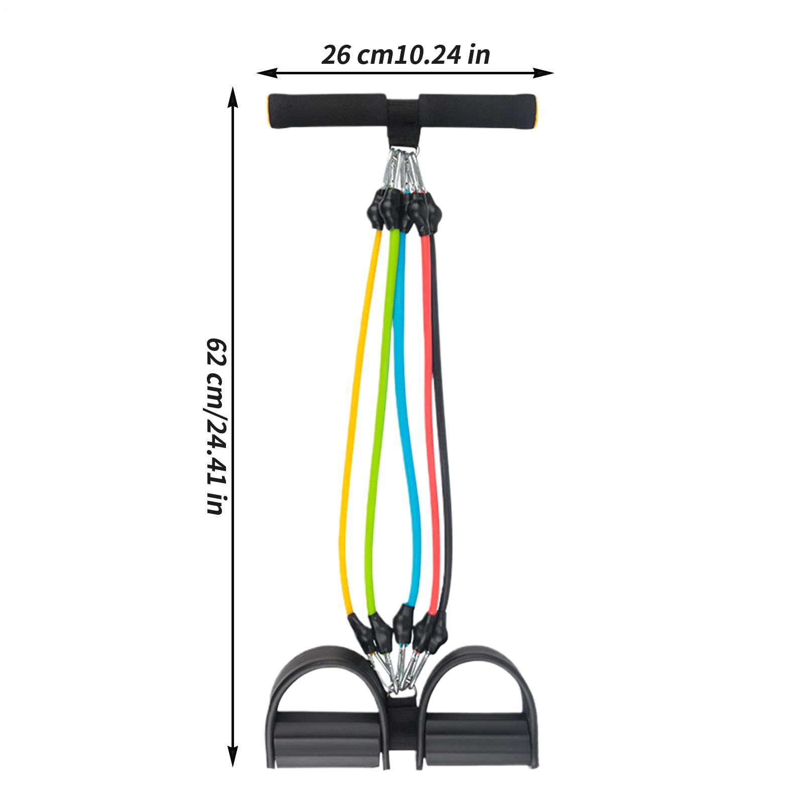 Corde De Traction Avec 5 Bandes élastiques – 100 Lb Max, Poignées Antidérapantes, Réglable – Gainage Jambes Abdos Bras – Fitness Maison