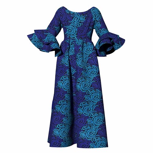 Image of iooiooi Womens African Print Party Maxi Dress Tradition Dashiki Ankara Long Dress & Headwrap
