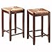 Winsome 2 Piece Bar Stools Rush Seat Kaden Set, Walnut