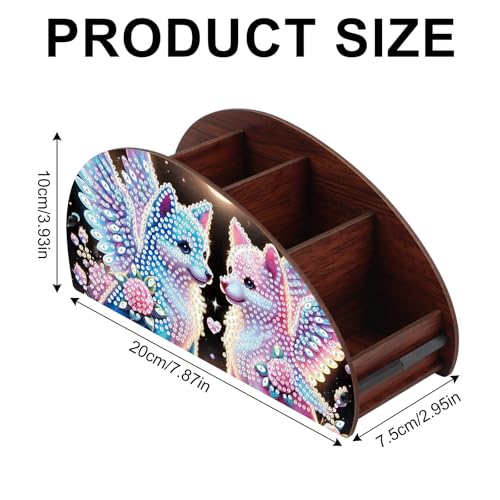 Image of DIY Diamond Painting Storage Box Organizer Couple Winged Foxes Handmade 5D Rhinestone Diamond Art Desktop Holder for Home Organization Craft Tabletop Valentine's Day Decoration