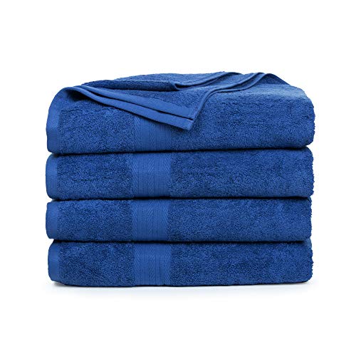 Ample Decor Bath Towels 30 X 54 Inch 100% Cotton 600 Gsm, Oeko Tex Certified Absorbent Soft Premium Quality Durable Machine Washable, Ideal Bathroom, Pool, Hotel, Spa - Navy #TOP9