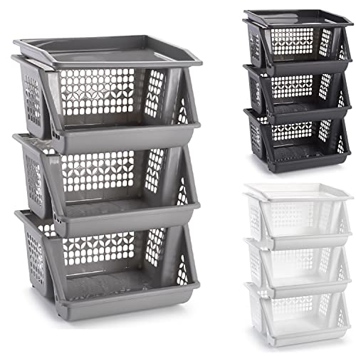 TIENDA EURASIA® Verdulero Cocina de 3 Alturas, Organizador Cocina de Plastico, Organizador Cocina Almacenamiento de Verduras, Tamaño 39 x 32 x 62 cm (Gris Claro)