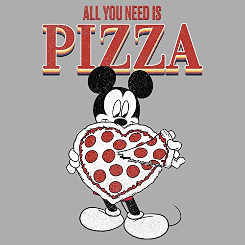 Disney Characters Mickey All You Need is Pizza Boy's Heather Crew Tee2