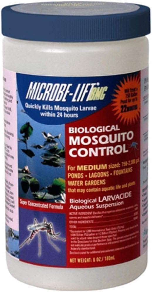 BMC Biological Mosquito Control, Liquid Treatment for Medium-Sized Decorative Water Gardens Up to 2,000 Gallons, Fountains and Ponds, 6 Fluid Ounces