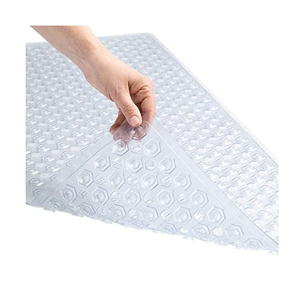 Gorilla Grip Patented Bath Tub Shower Mat, 35x16 Washable Bathtub Floor Mats, Suction Cups and Drain Holes to Keep Tubs Clean, Clear
