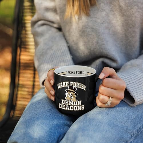 Image of Logo Brands NCAA Wake Forest Demon Deacons 15 oz Stripe Coffee Mug - Vintage Team Logo, Inside Print & Stripes, Microwave & Dishwasher Safe- Great Gift For Fans & Alumni