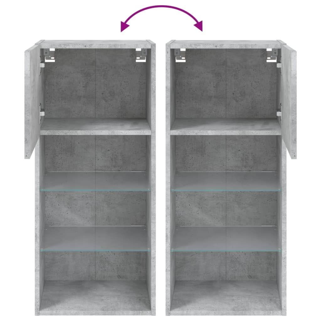 vidaXL Mueble para TV con Luces LED, Soporte Flotante con Almacenaje, Armario Consola de Pared, Mueble Multimedia de Salón Dormitorio, Gris Hormigón